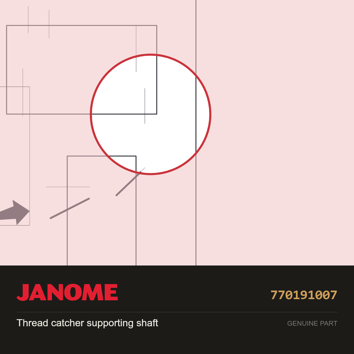 Thread Catcher Sup. Shaft, Janome #770191007 — shown on the Janome parts diagram