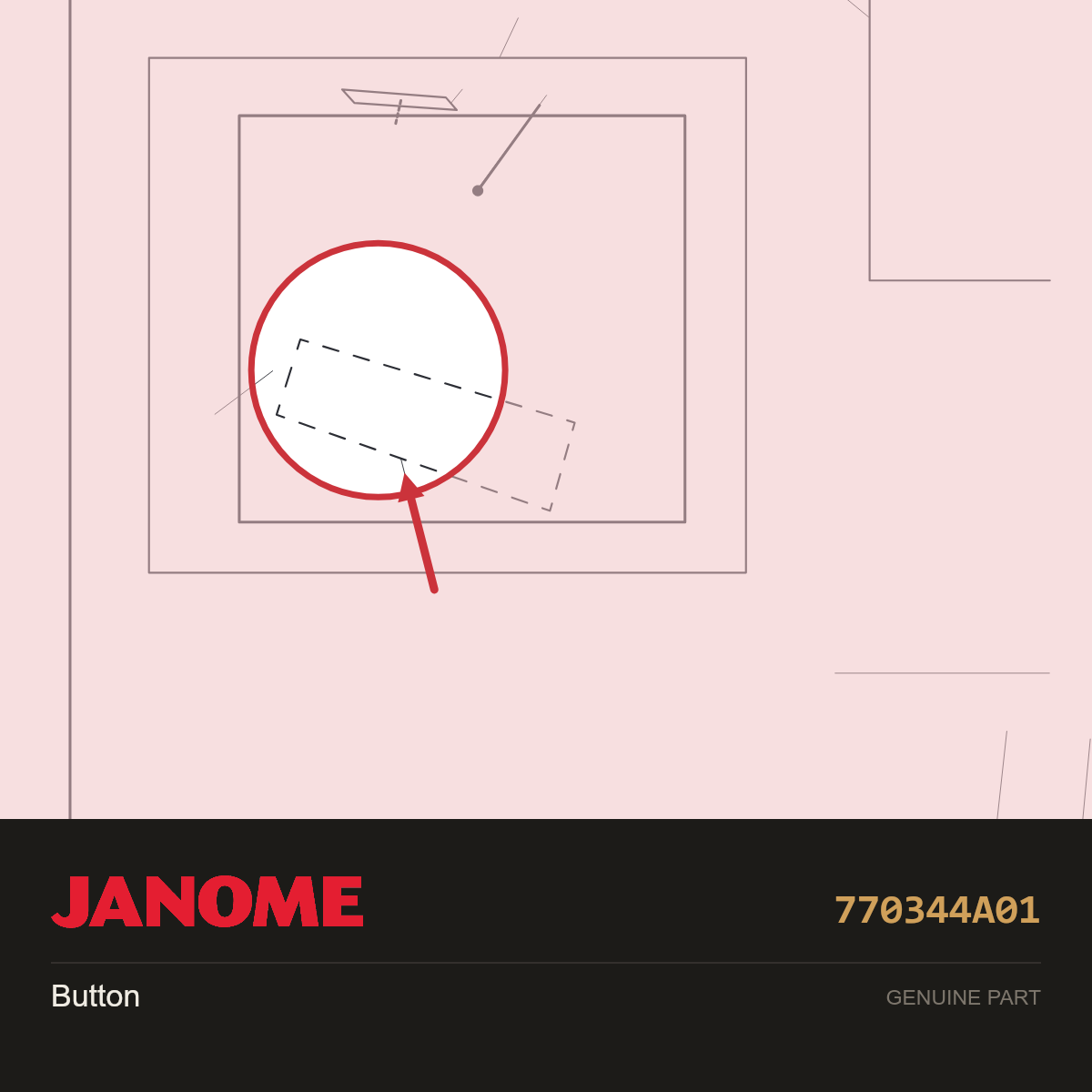 Button, Janome #770344A01 — shown on the Janome parts diagram