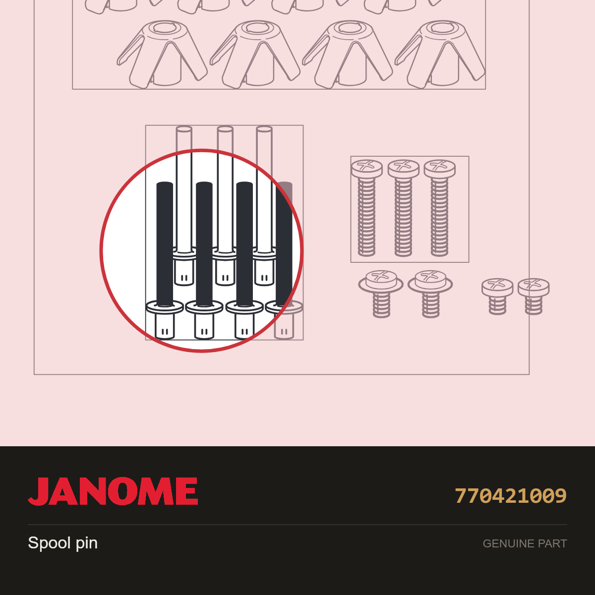 Spool Pin, Janome #770421009 — shown on the Janome parts diagram