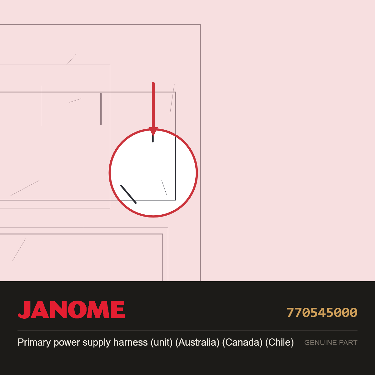 Power Supply Harness Unit, Janome #770545000 — shown on the Janome parts diagram