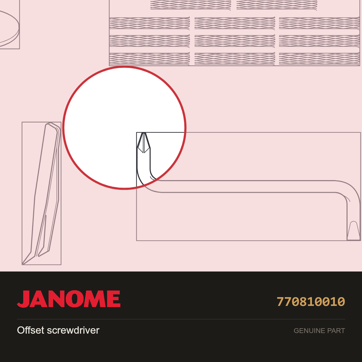 Offset screwdriver, Janome #770810010 — shown on the Janome parts diagram