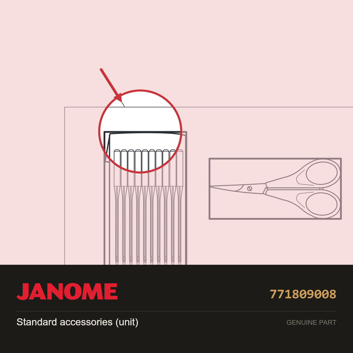 Standard accessories (unit), Janome #771809008 — shown on the Janome parts diagram
