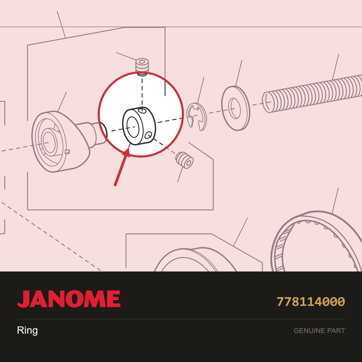 Ring, Janome #778114000 — shown on the Janome parts diagram