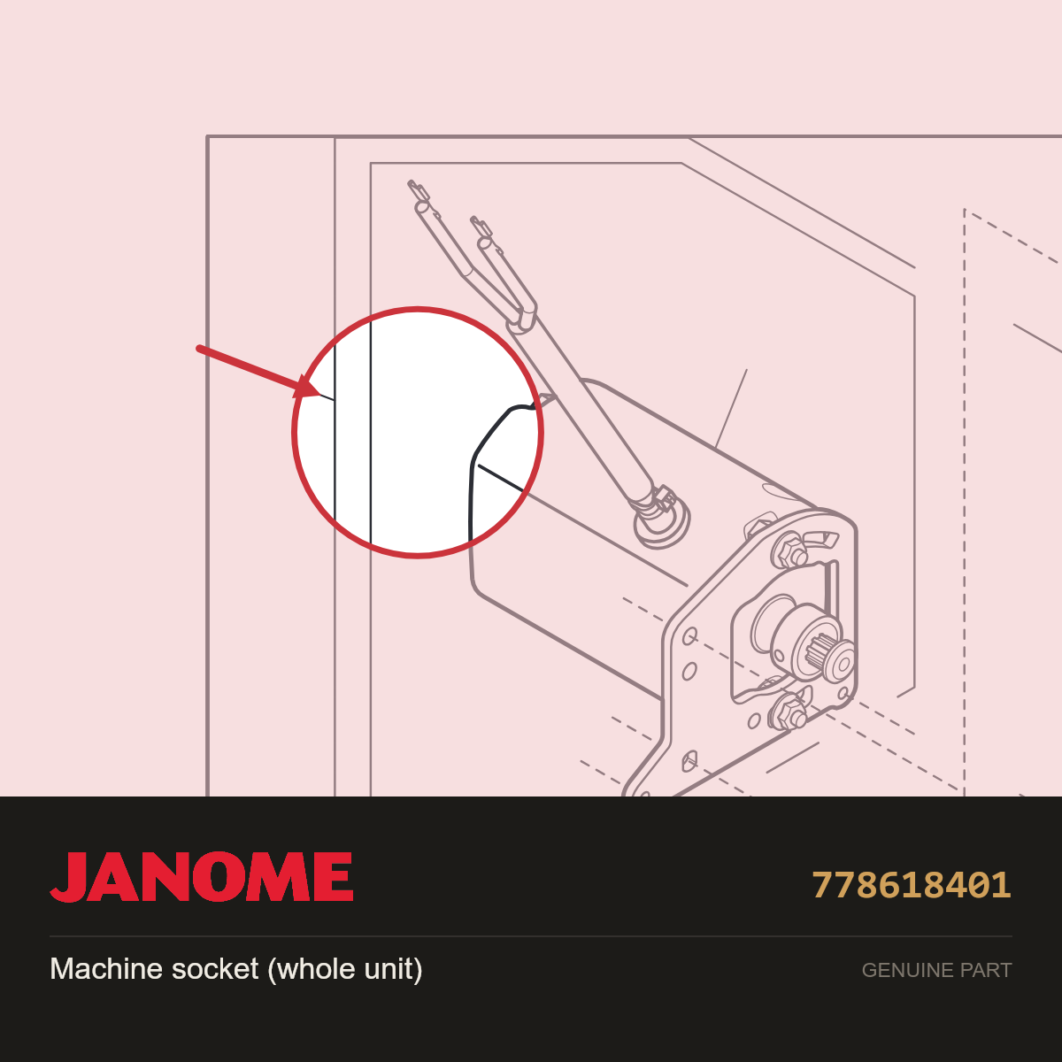 Machine socket (whole unit), Janome #778618401 — shown on the Janome parts diagram