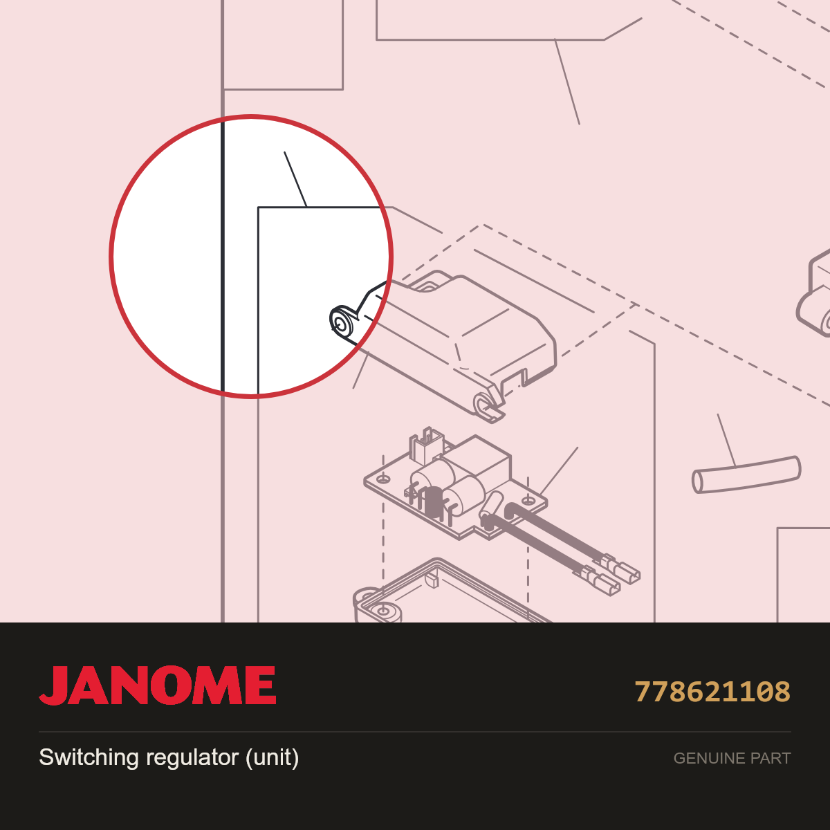 Switching regulator (unit), Janome #778621108 — shown on the Janome parts diagram