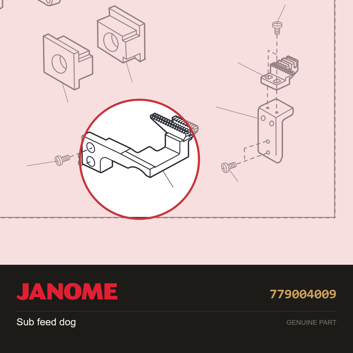 Sub feed dog, Janome #779004009 — shown on the Janome parts diagram