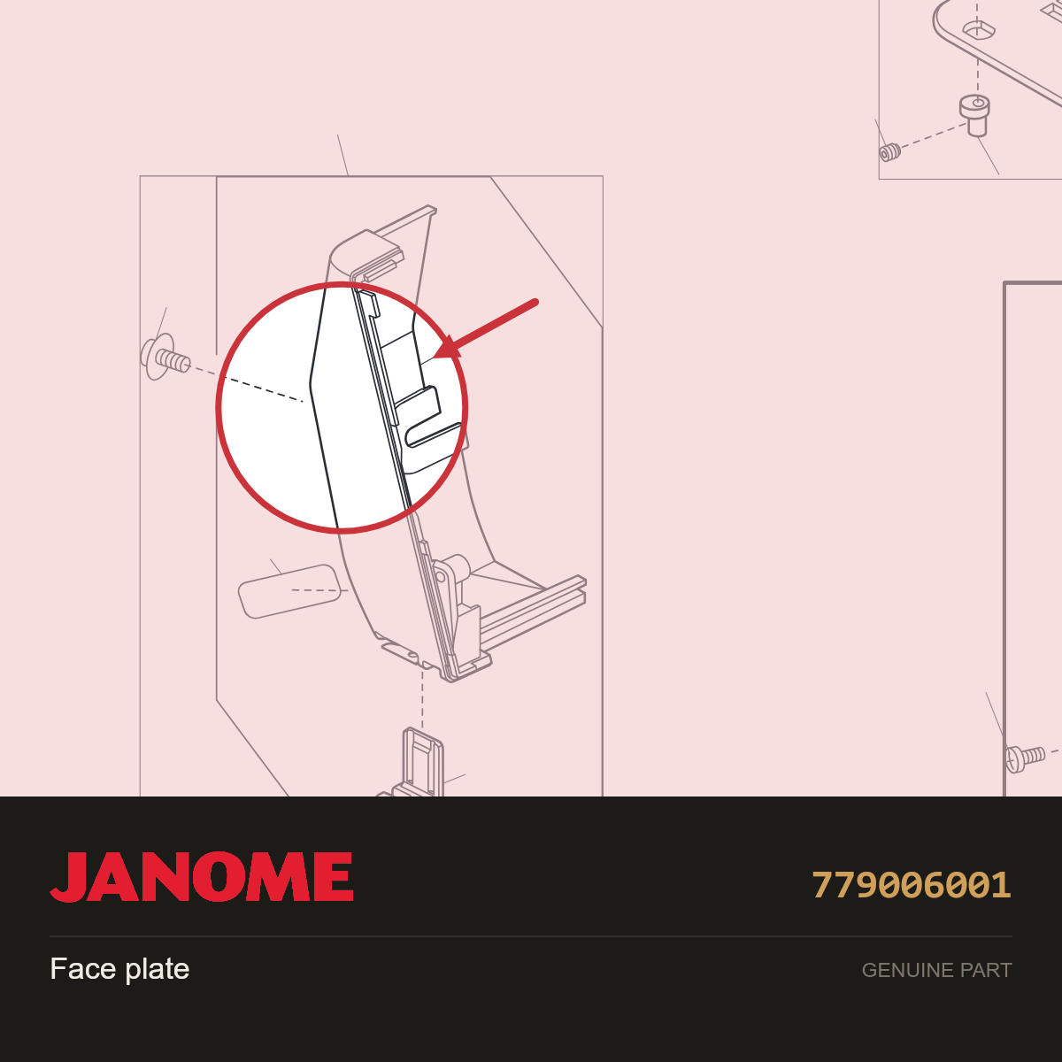Face plate, Janome #779006001 — shown on the Janome parts diagram