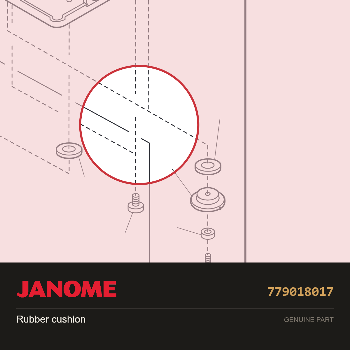 Rubber cushion, Janome #779018017 — shown on the Janome parts diagram