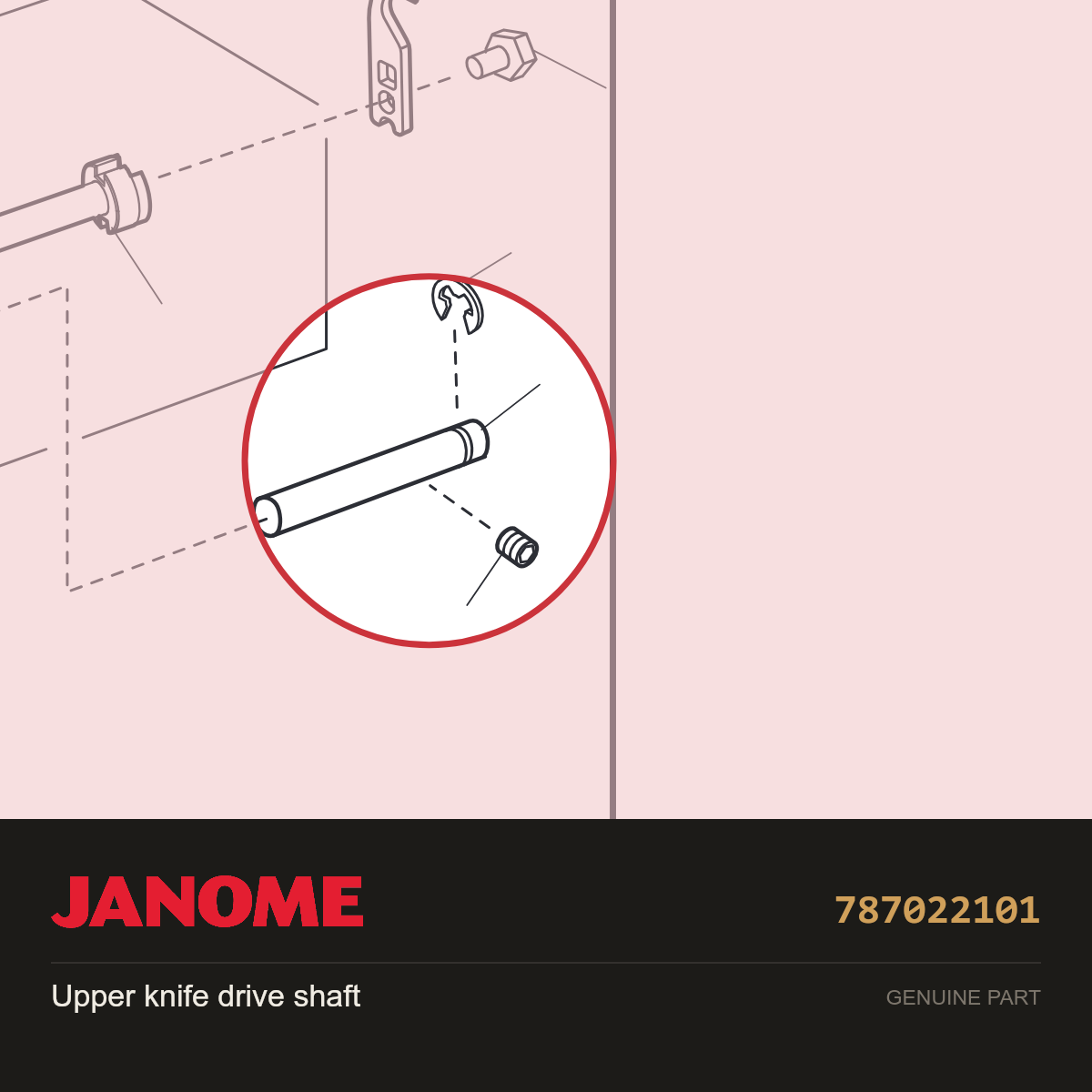 Upper knife driving shaft, Janome #787022101 — shown on the Janome parts diagram