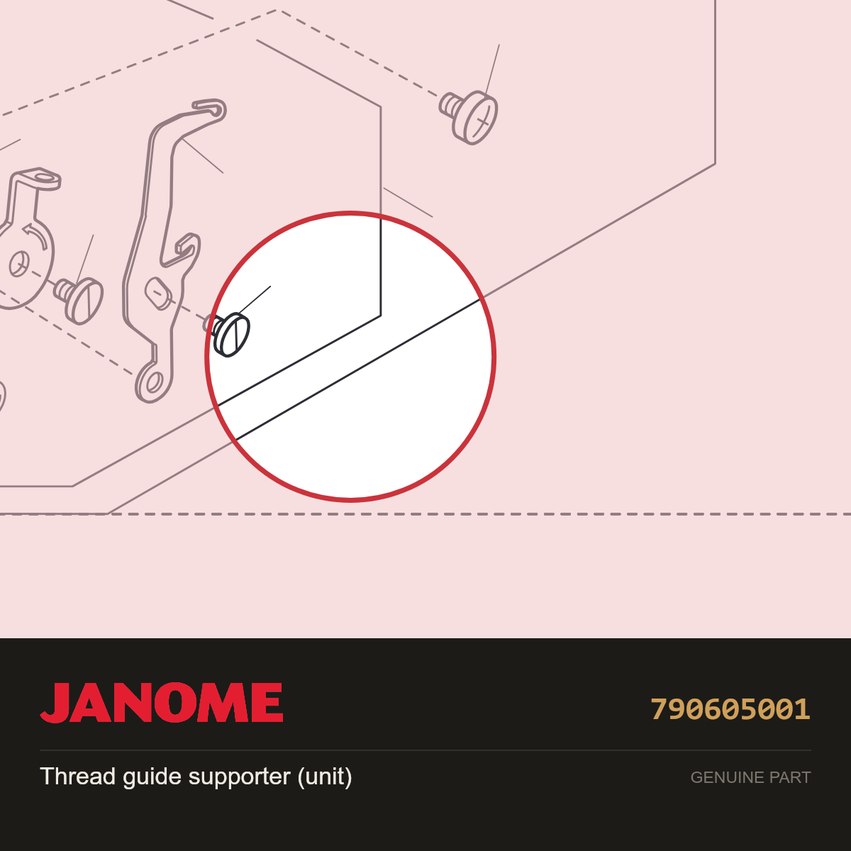 Thread Guide Supporter Unit, Janome #790605001 — shown on the Janome parts diagram