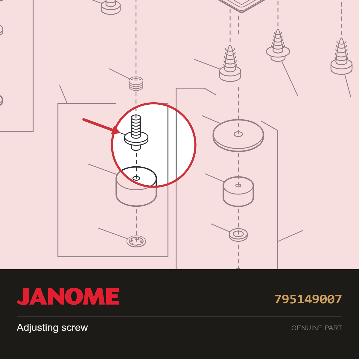 Adjusting screw, Janome #795149007 — shown on the Janome parts diagram