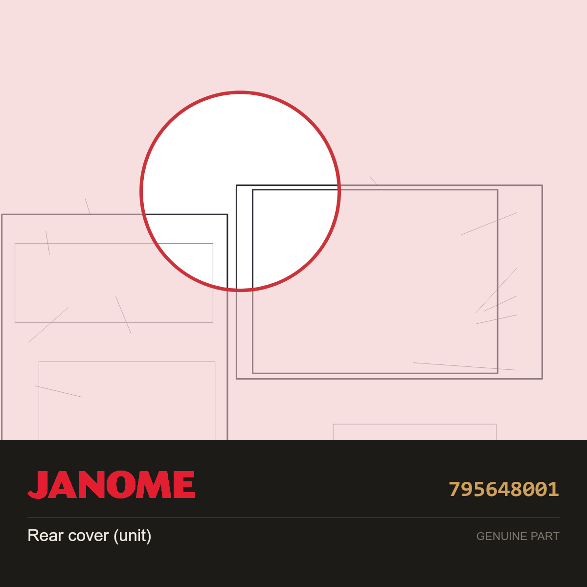 Rear cover (unit), Janome #795648001 — shown on the Janome parts diagram