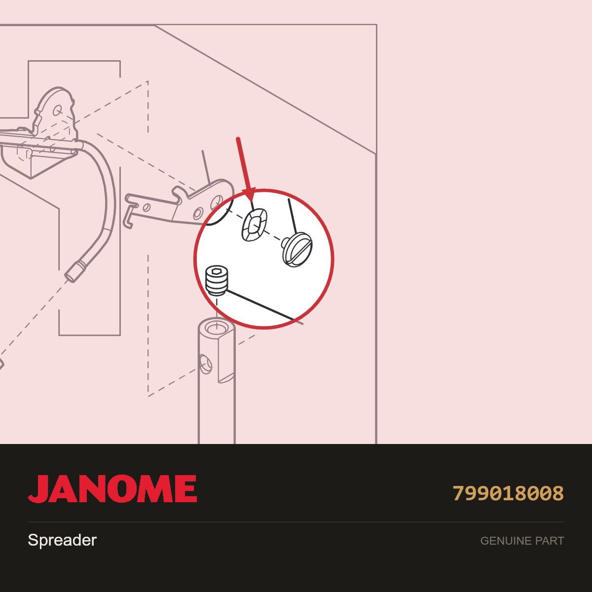 Spreader, Janome #799018008 — shown on the Janome parts diagram