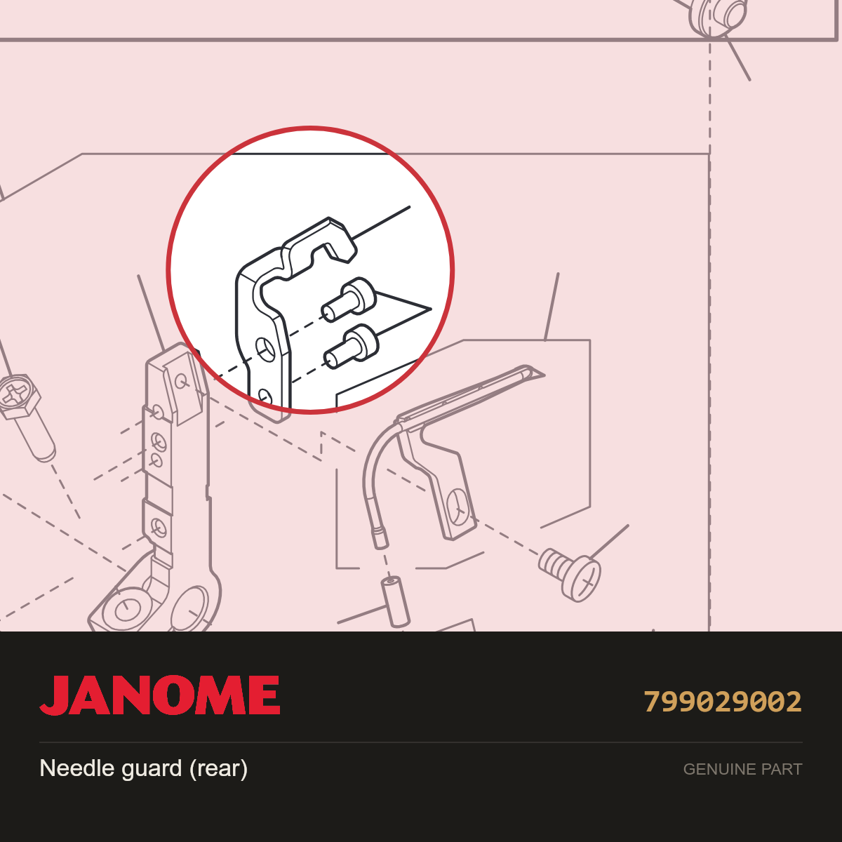 Needle guard (rear), Janome #799029002 — shown on the Janome parts diagram