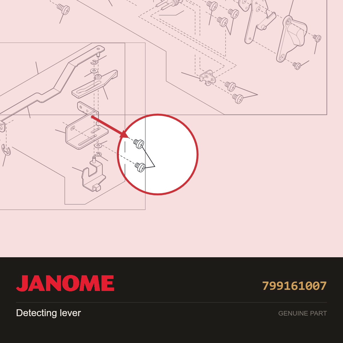 Detecting lever, Janome #799161007 — shown on the Janome parts diagram