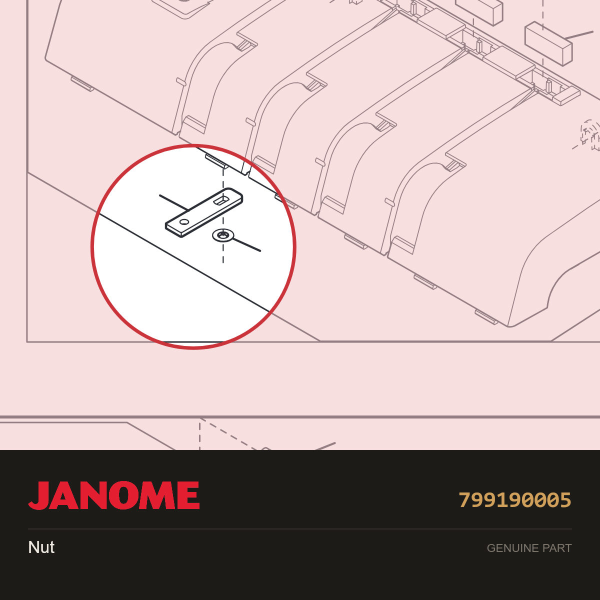 Nut, Janome #799190005 — shown on the Janome parts diagram