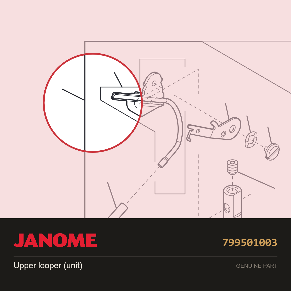 Upper looper (unit), Janome #799501003 — shown on the Janome parts diagram