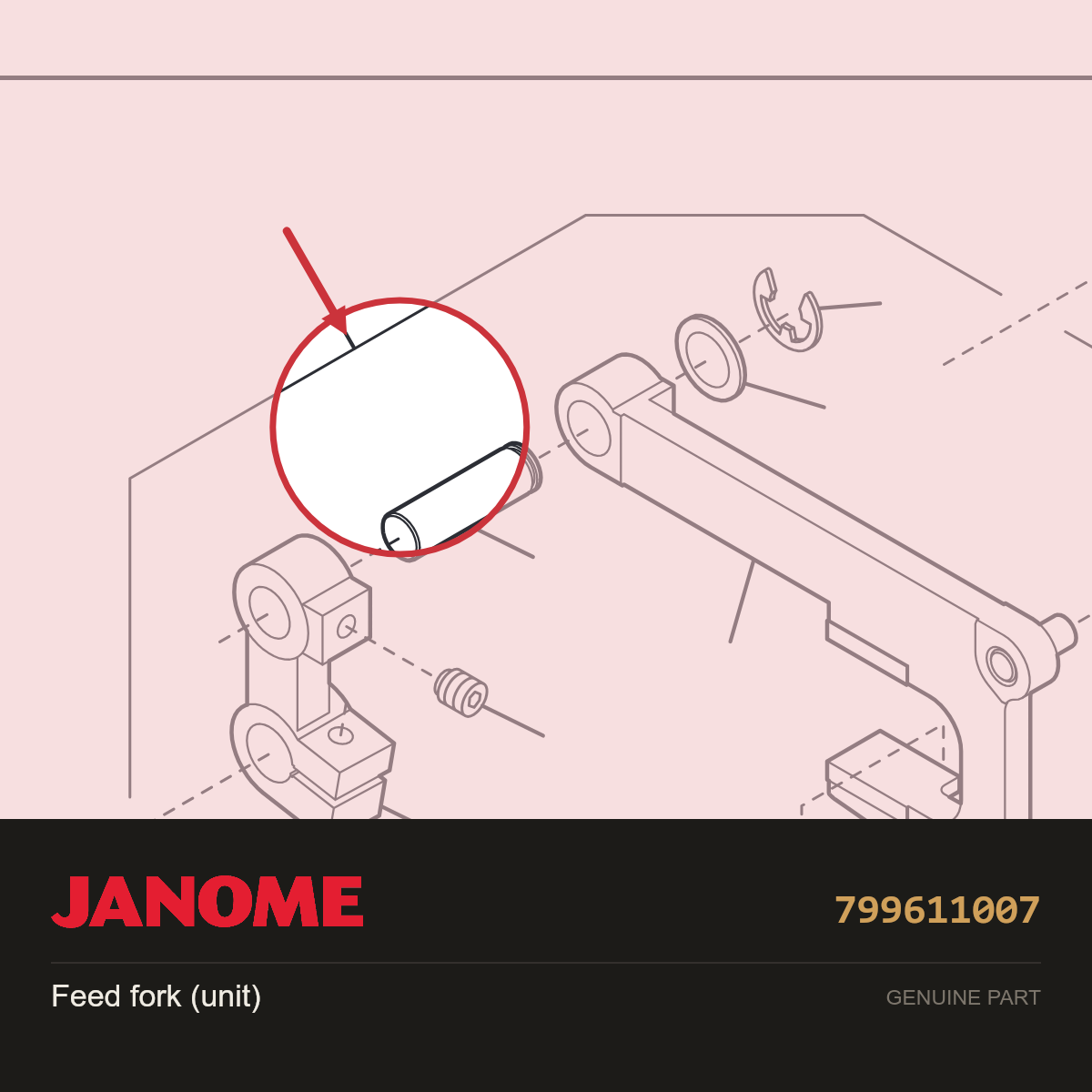 Feed fork (unit), Janome #799611007 — shown on the Janome parts diagram