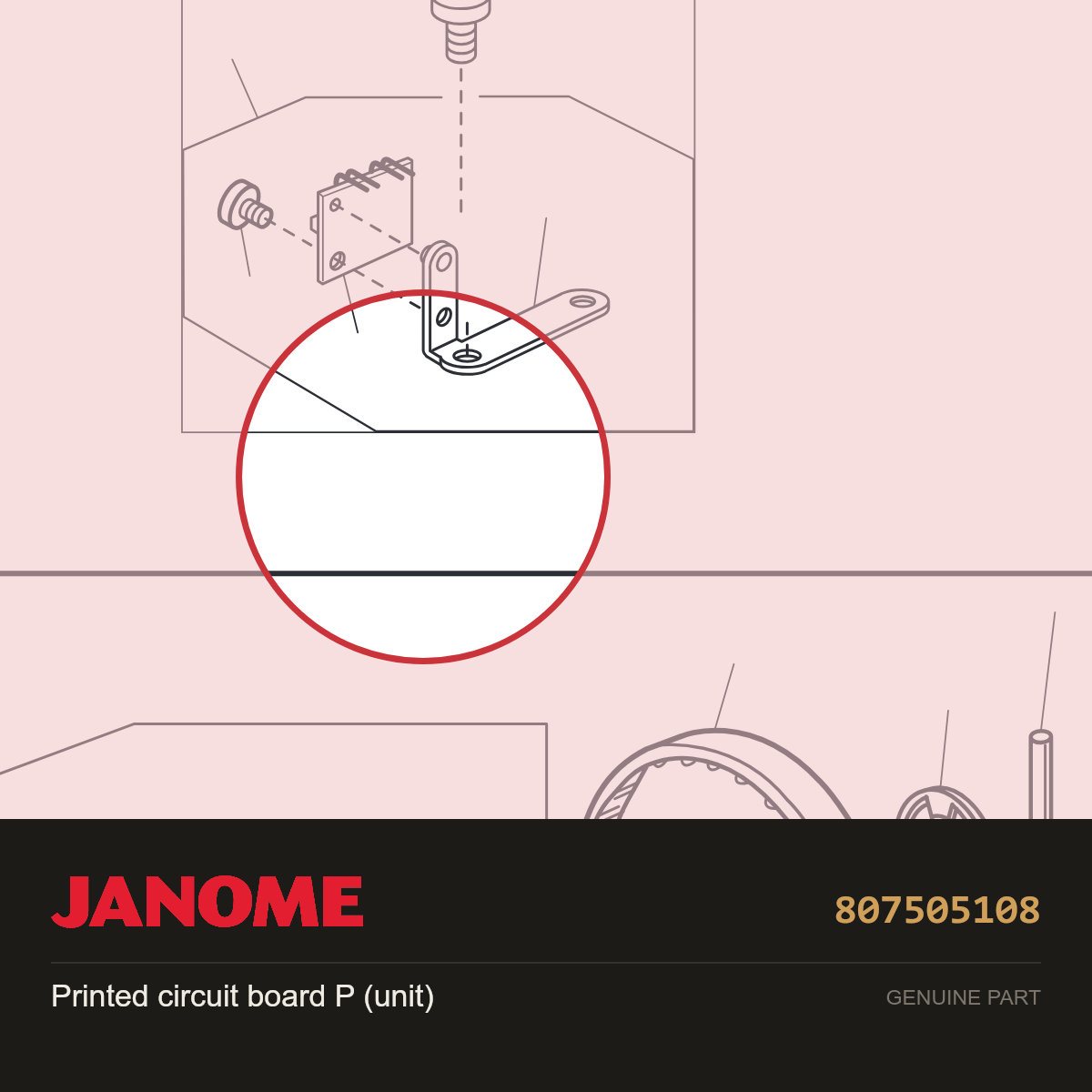 Printed circuit board P (unit), Janome #807505108 — shown on the Janome parts diagram