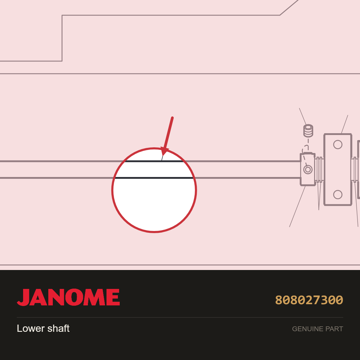 Lower shaft, Janome #808027300 — shown on the Janome parts diagram