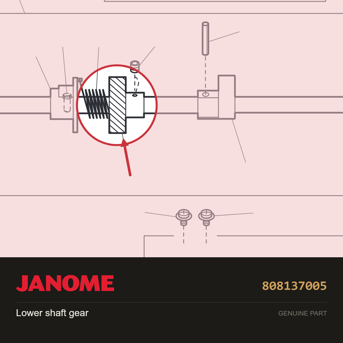 Lower shaft gear, Janome #808137005 — shown on the Janome parts diagram