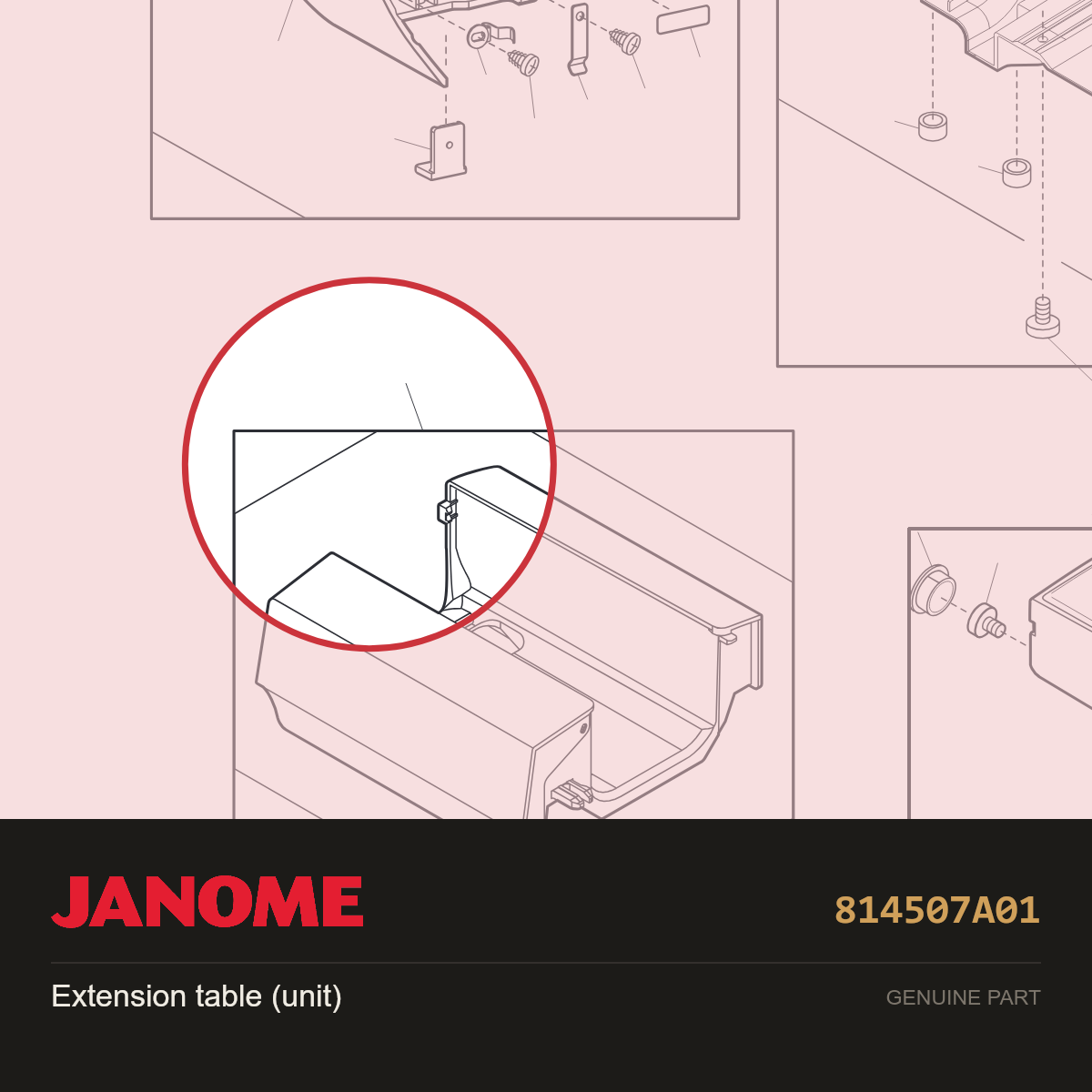 Extension table (unit), Janome #814507A01 — shown on the Janome parts diagram