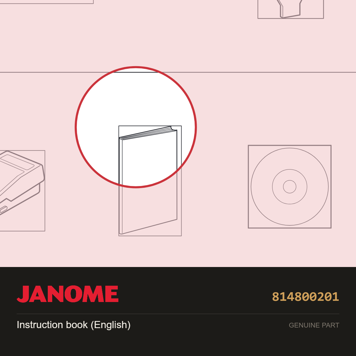 Instruction book (English), Janome #814800201 — shown on the Janome parts diagram