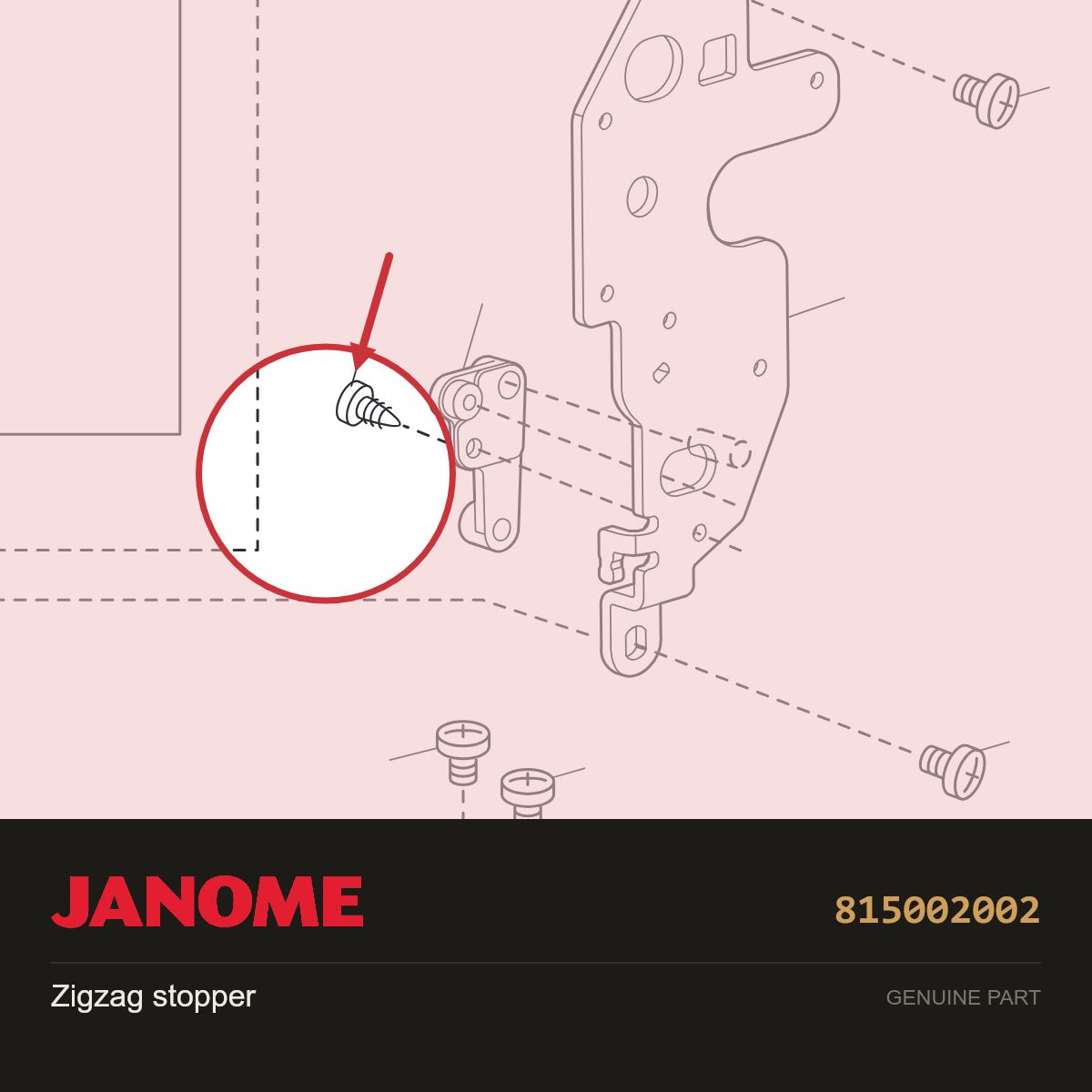 Zigzag stopper, Janome #815002002 — shown on the Janome parts diagram
