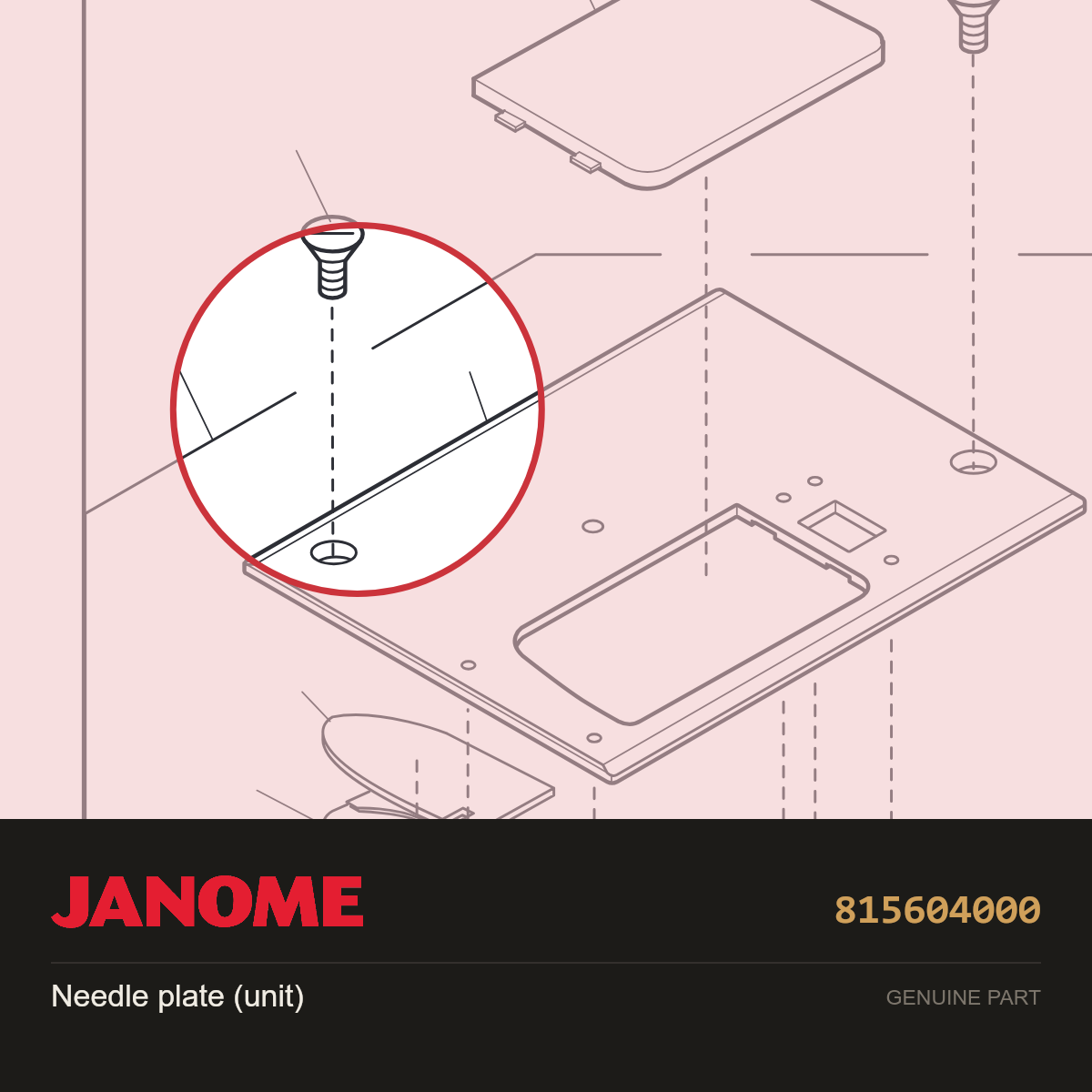 Needle plate (unit), Janome #815604000 — shown on the Janome parts diagram