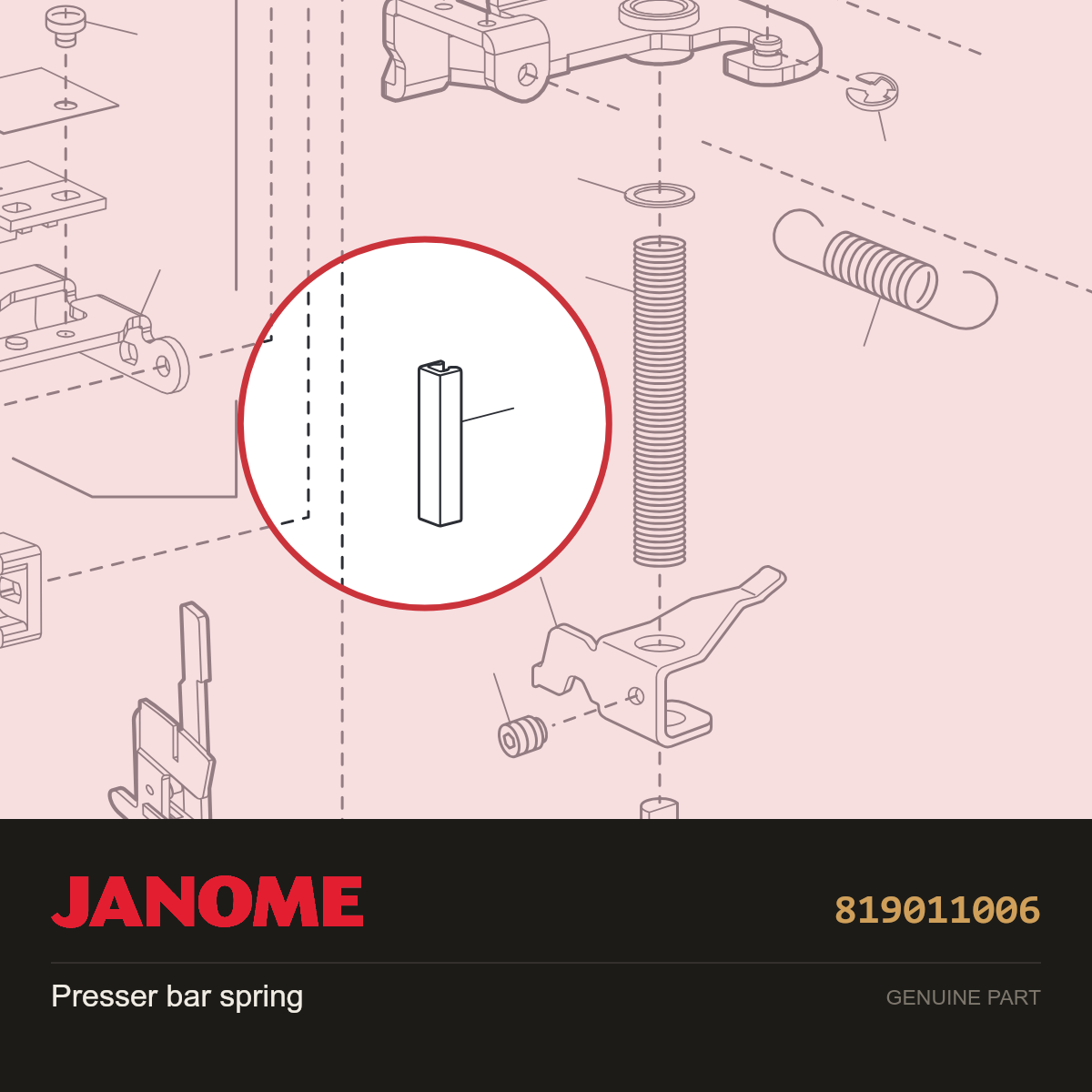 Presser bar spring, Janome #819011006 — shown on the Janome parts diagram