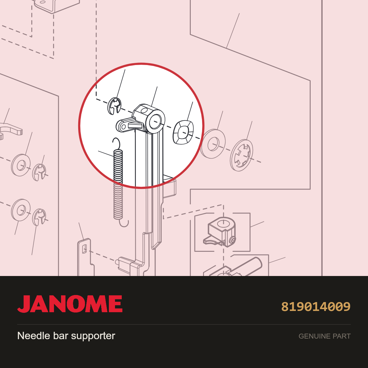Needle bar supporter, Janome #819014009 — shown on the Janome parts diagram