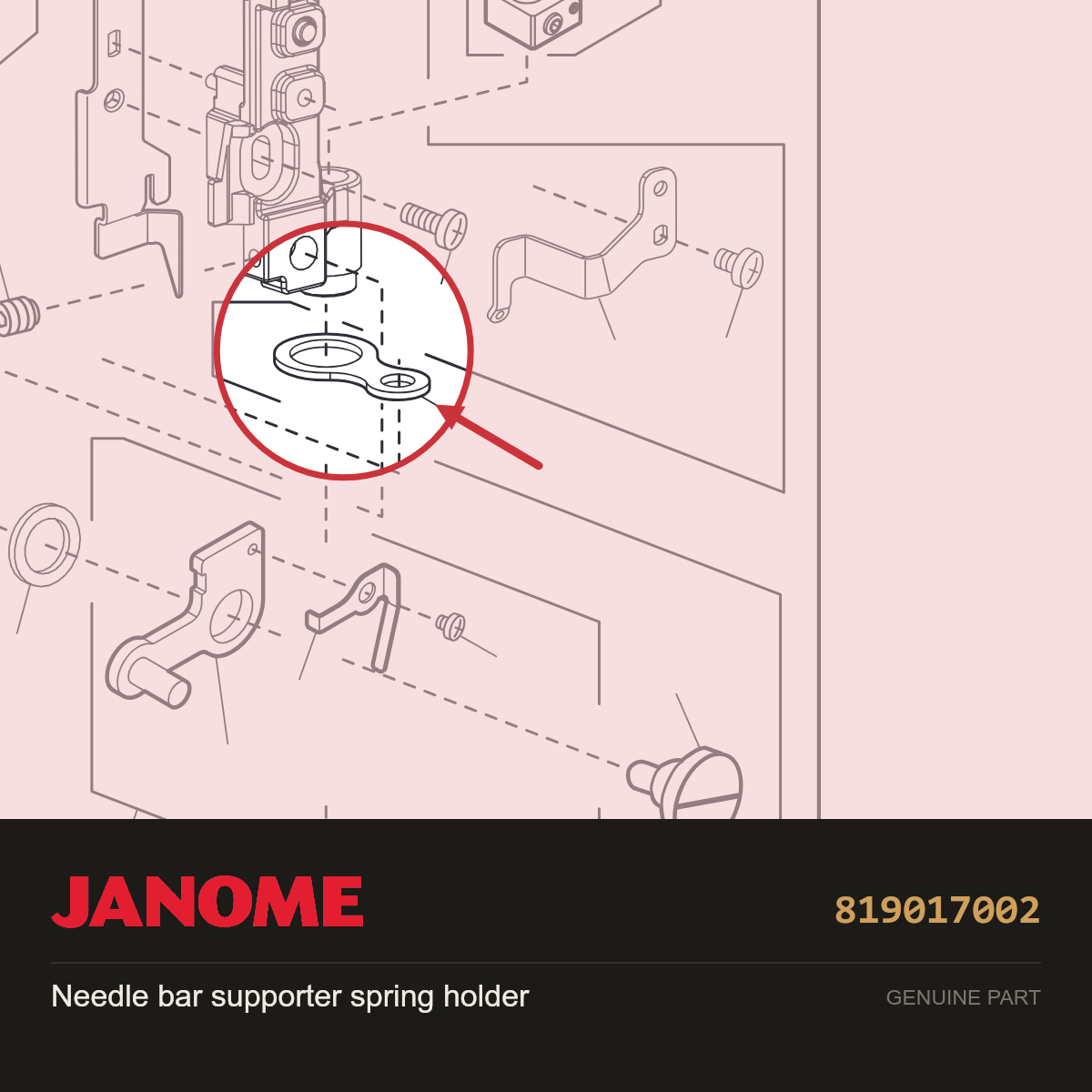Needle bar supp spring holder, Janome #819017002 — shown on the Janome parts diagram