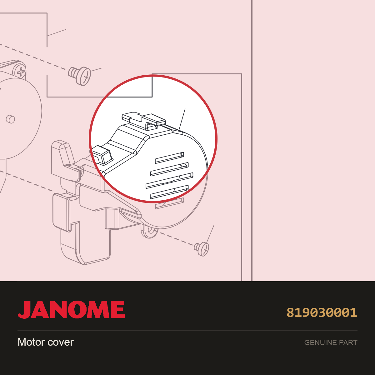 Motor cover, Janome #819030001 — shown on the Janome parts diagram