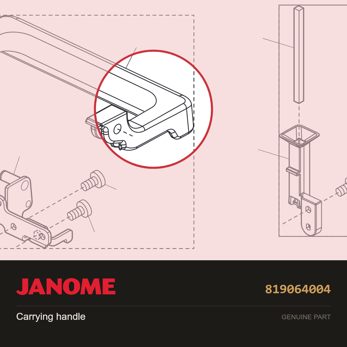 Carrying handle, Janome #819064004 — shown on the Janome parts diagram