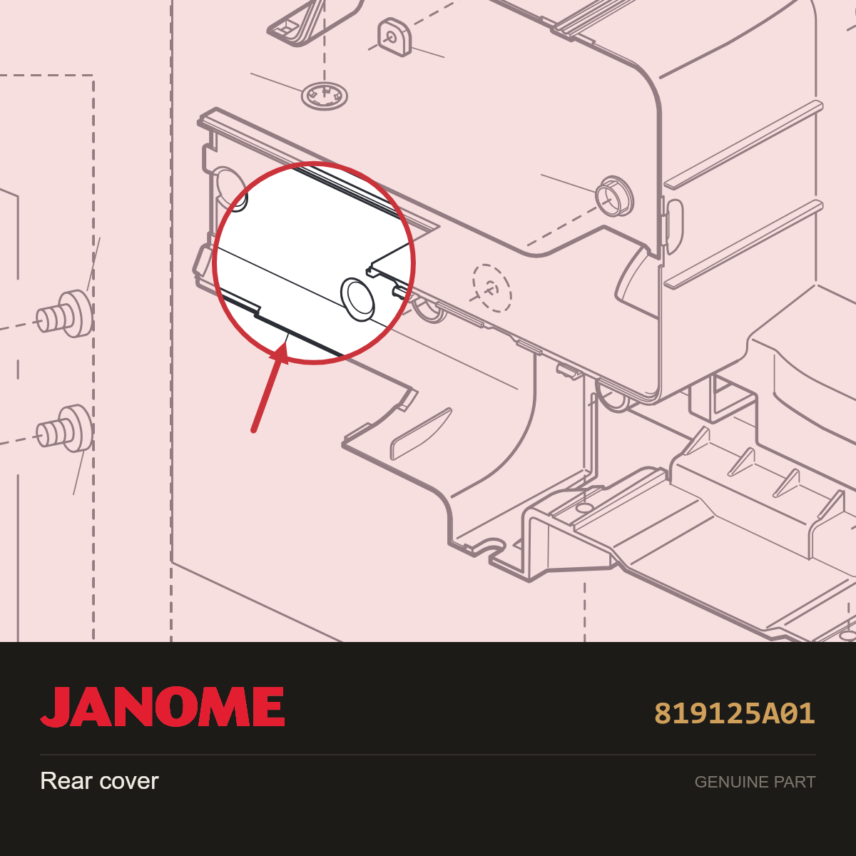 Rear cover, Janome #819125A01 — shown on the Janome parts diagram