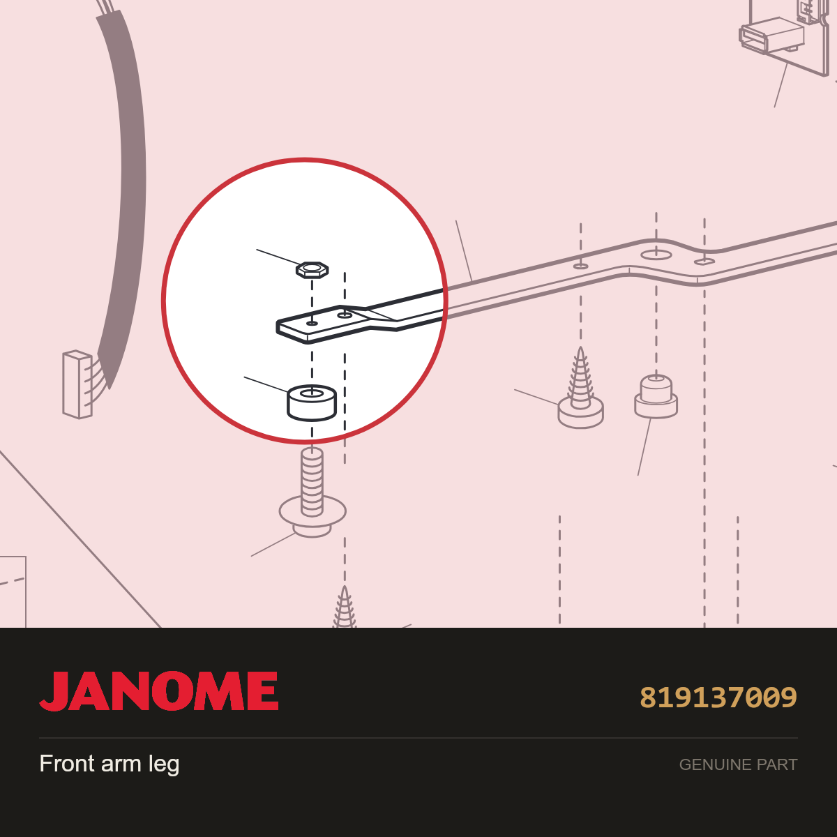 Front arm leg, Janome #819137009 — shown on the Janome parts diagram