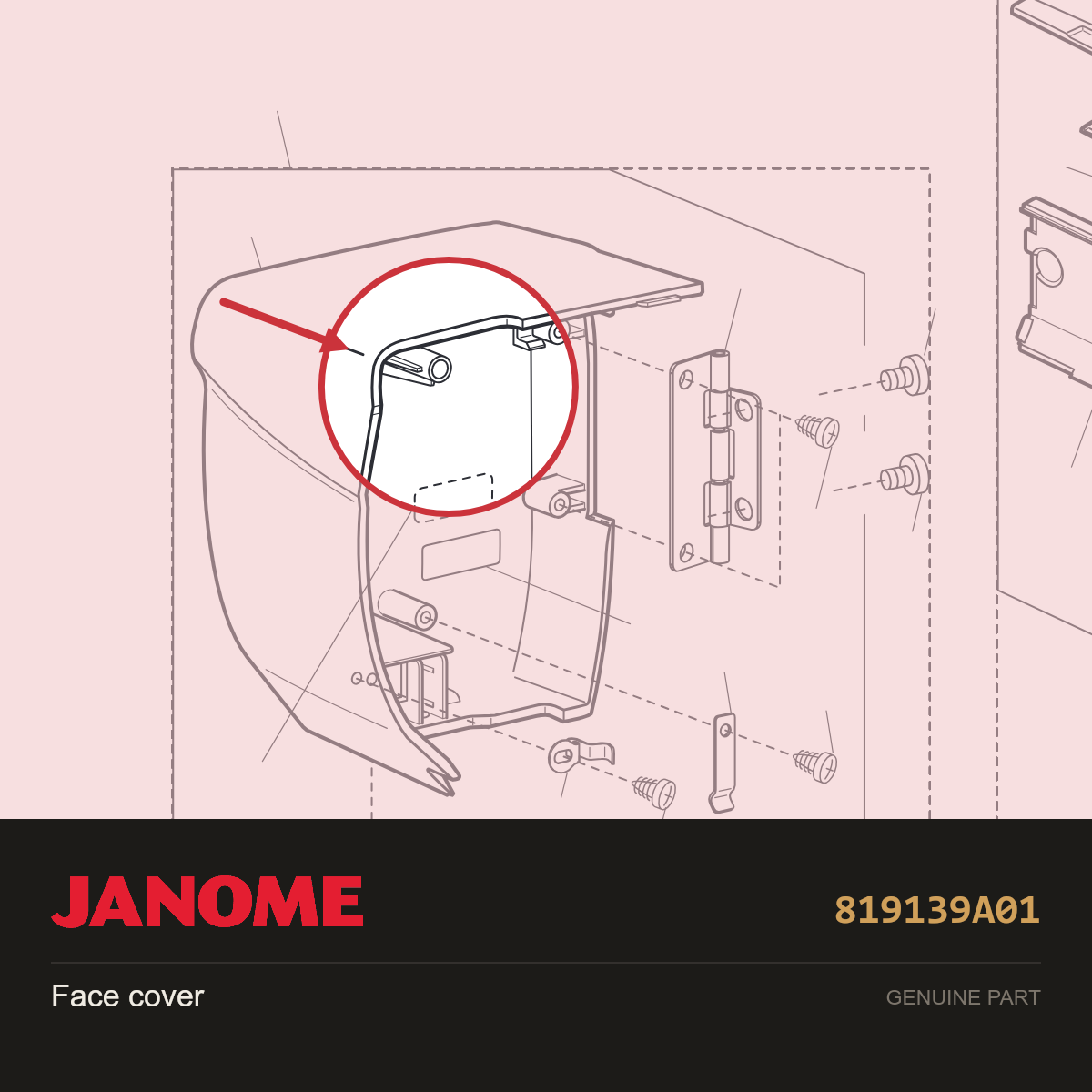 Face cover, Janome #819139A01 — shown on the Janome parts diagram