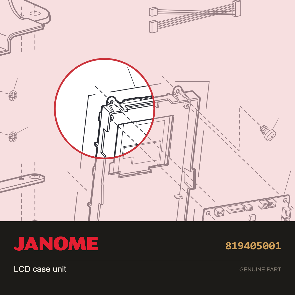 LCD case (unit), Janome #819405001 — shown on the Janome parts diagram