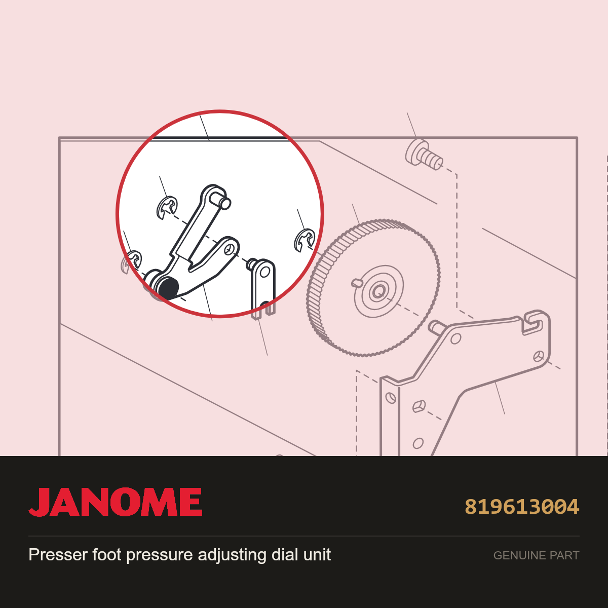 Press ft press adj dial (unit), Janome #819613004 — shown on the Janome parts diagram