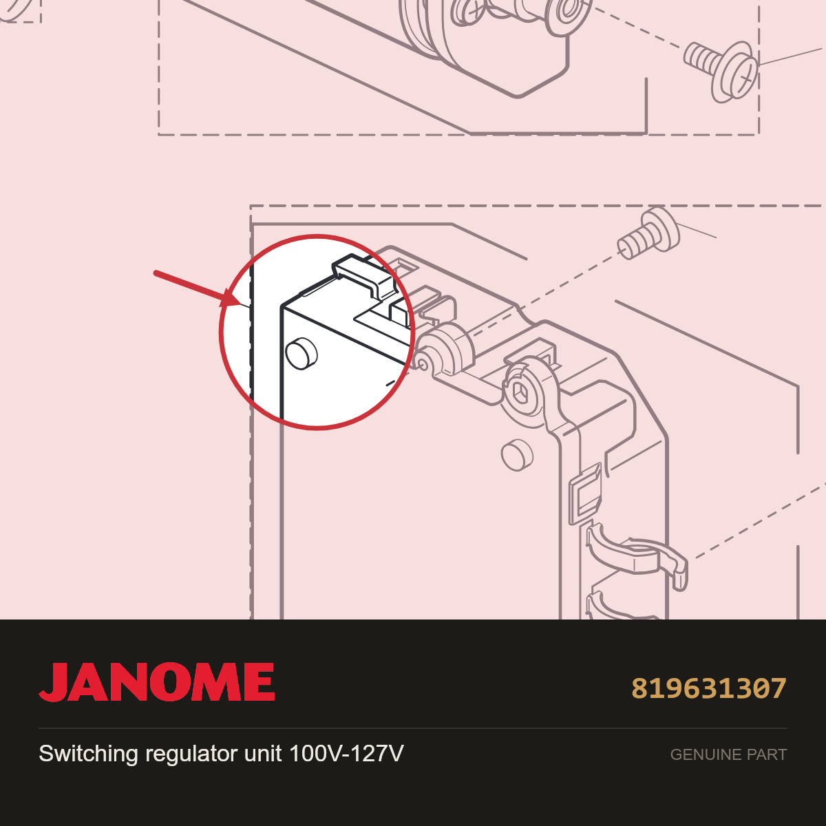 Switch reg (unit) (100V-127V), Janome #819631307 — shown on the Janome parts diagram