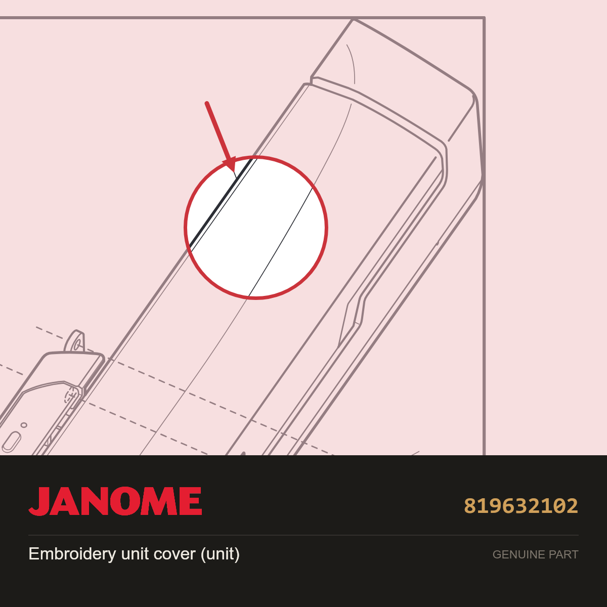 Embroidery unit cover (unit), Janome #819632102 — shown on the Janome parts diagram