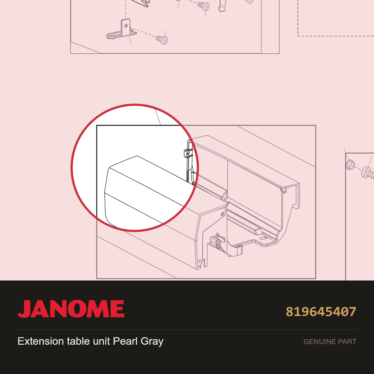 Ext table (unit) (Pearl Gray), Janome #819645407 — shown on the Janome parts diagram