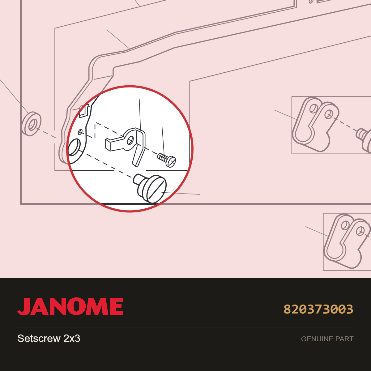 Setscrew, Janome #820373003 — shown on the Janome parts diagram
