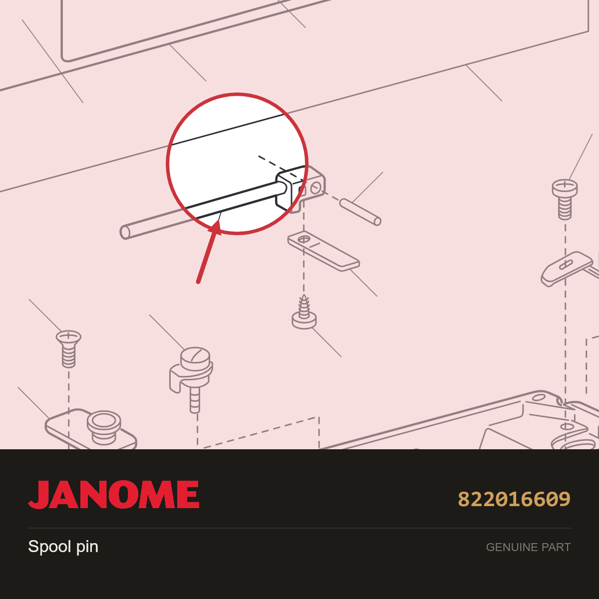 Spool Pin, Janome #822016609 — shown on the Janome parts diagram