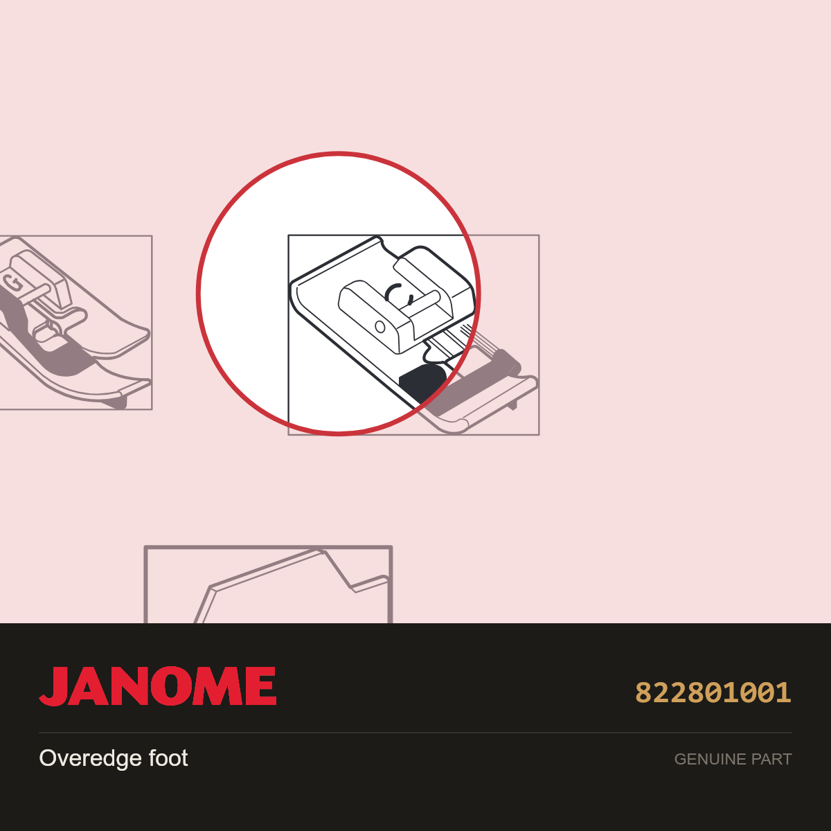 Overedge Foot C (top load), Janome #822801001 — shown on the Janome parts diagram