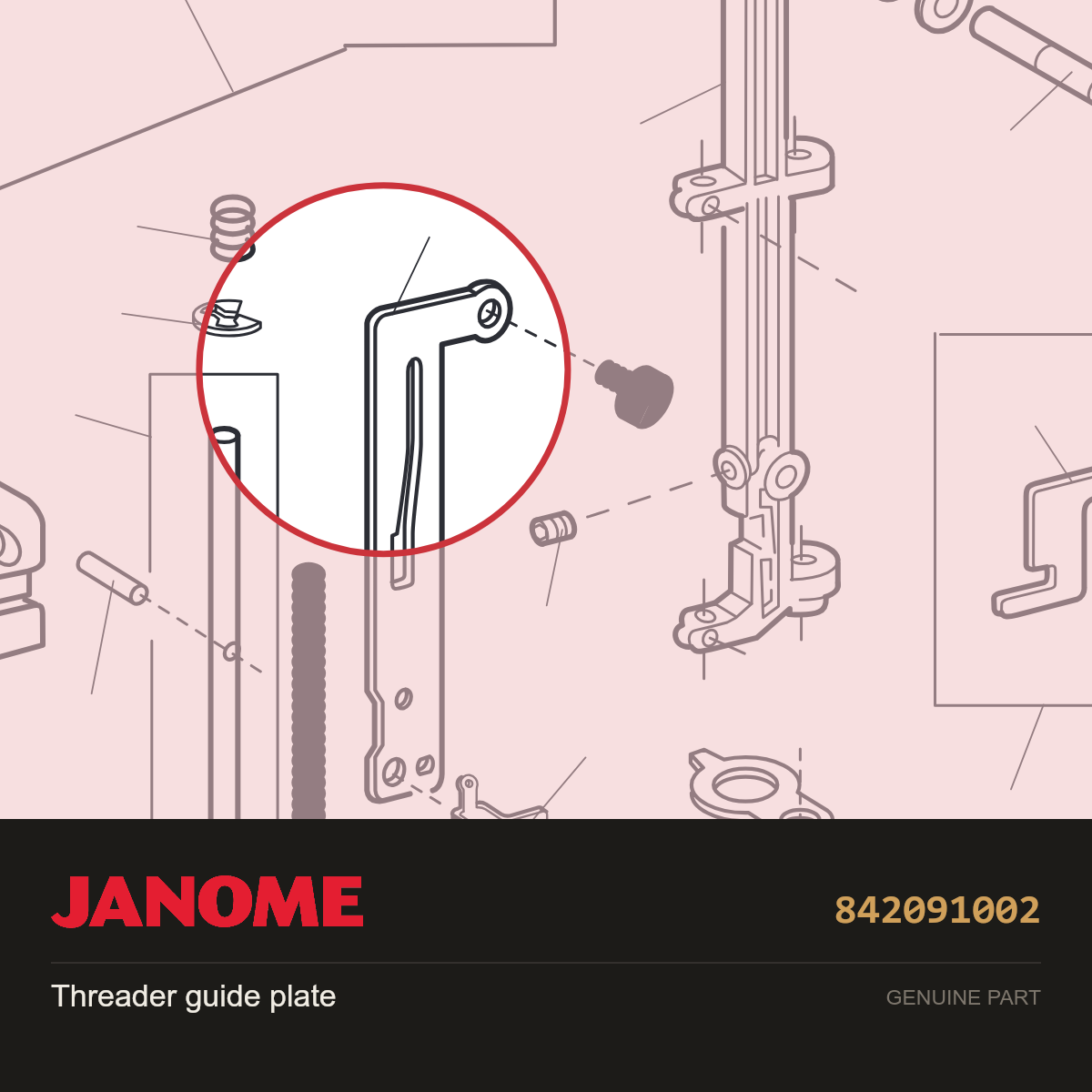 Threader guide plate, Janome #842091002 — shown on the Janome parts diagram