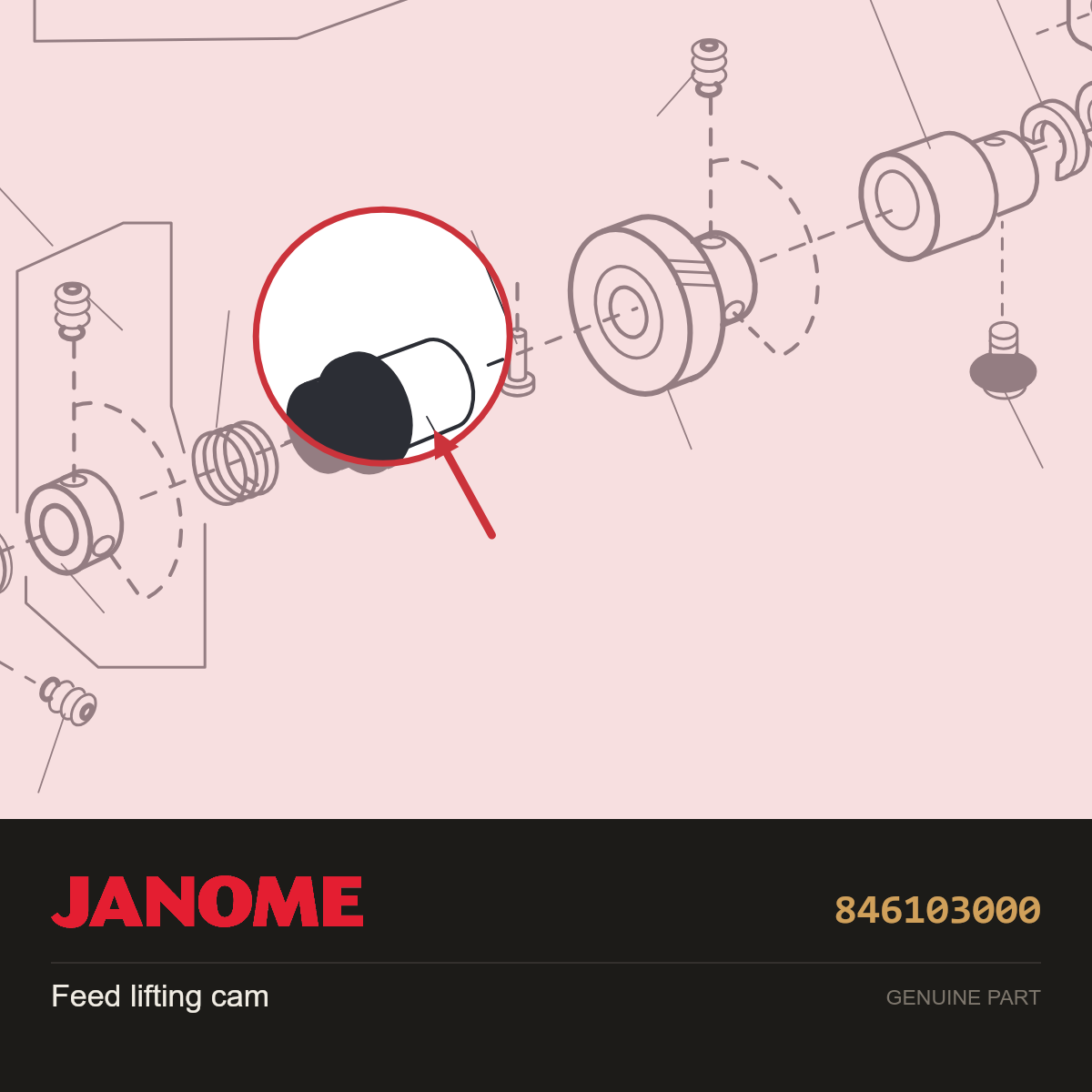 Feed Lifting Cam, Janome #846103000 — shown on the Janome parts diagram