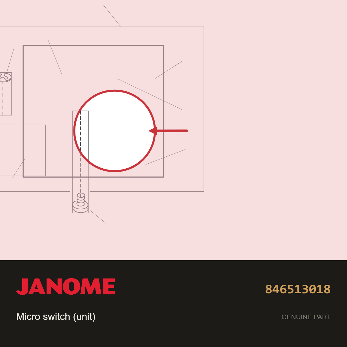 Micro switch (unit), Janome #846513018 — shown on the Janome parts diagram