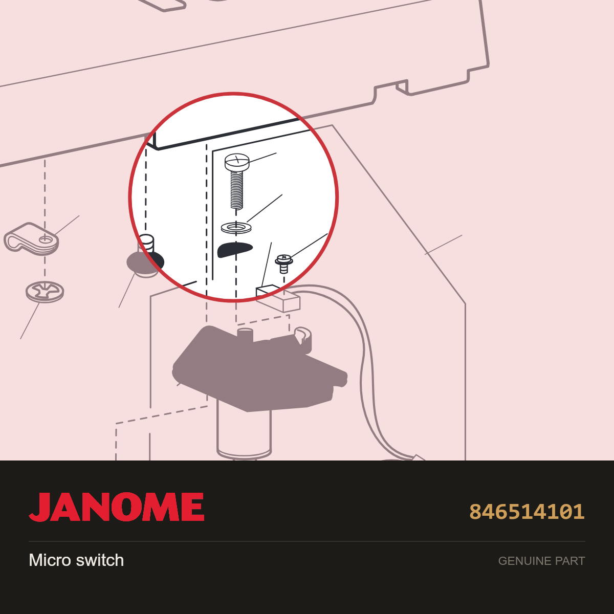 Micro Switch, Janome #846514101 — shown on the Janome parts diagram