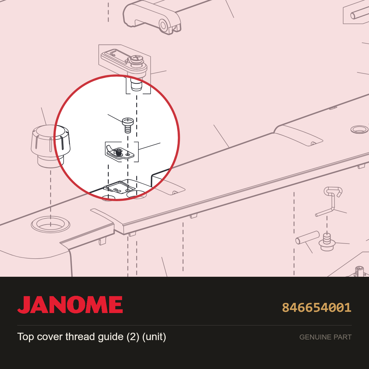 Thread Guide Unit, Janome #846654001 — shown on the Janome parts diagram